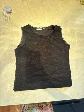 Notations Women's Sleeveless Black Lace Shell Tank Top Size L